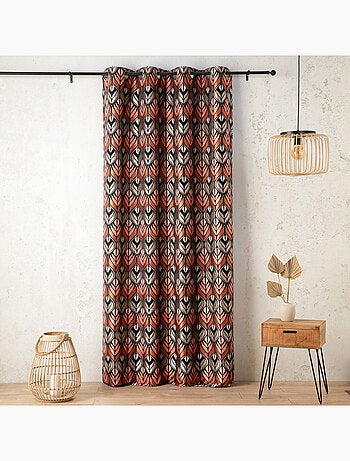 Rideau motif art déco - Effet velours à oeillets