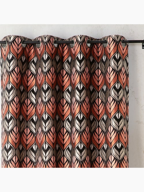 Rideau motif art déco  - Effet velours à oeillets - Kiabi