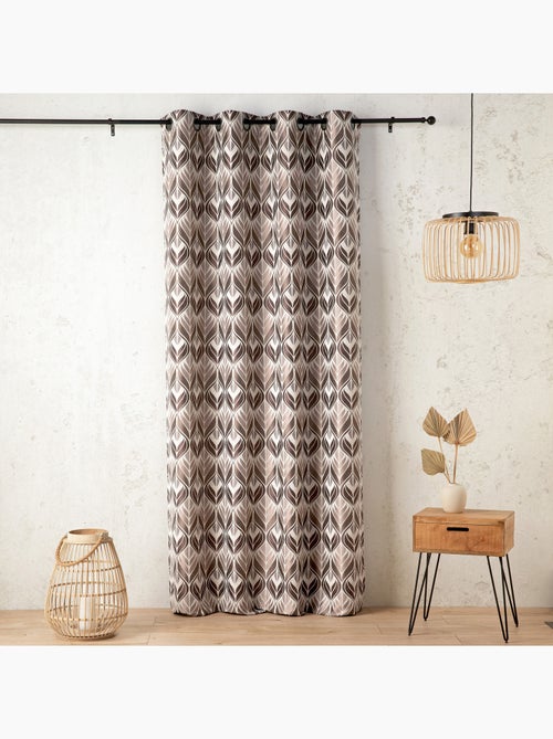 Rideau motif art déco  - Effet velours à oeillets - Kiabi