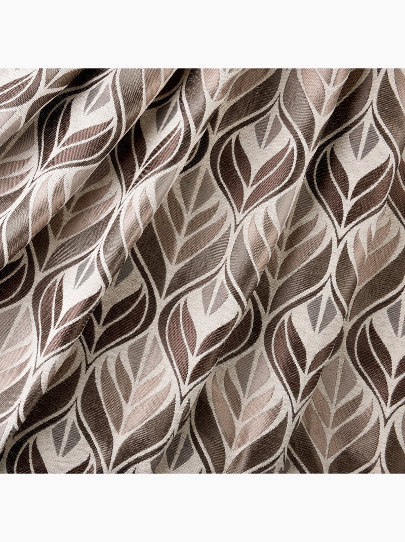 Rideau motif art déco  - Effet velours à oeillets Taupe - Kiabi