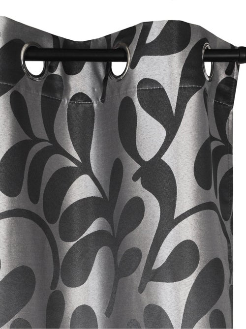 Rideau motif feuilles, à œillets, gris. - Kiabi Rideau motif feuilles, à œillets, gris. - Kiabi