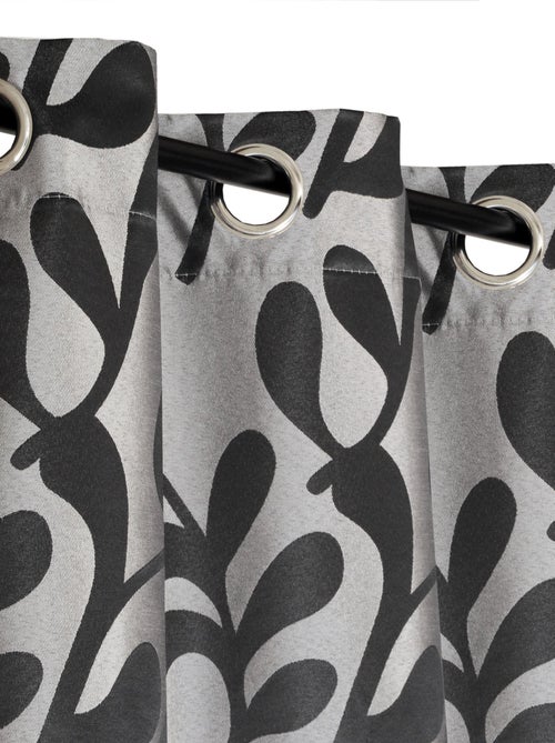 Rideau motif feuilles, à œillets, gris. - Kiabi Rideau motif feuilles, à œillets, gris. - Kiabi