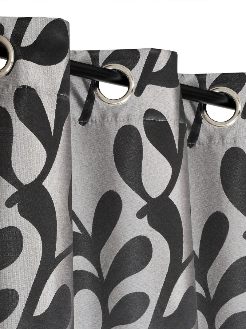 Rideau motif feuilles, à œillets, gris. Gris - Kiabi