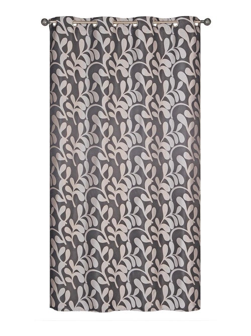 Rideau motif feuilles, à œillets, taupe. - Kiabi