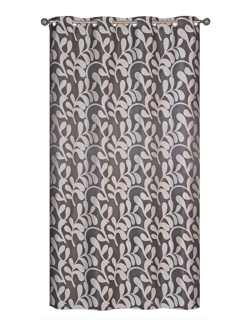 Rideau motif feuilles, à œillets, taupe. Taupe - Kiabi