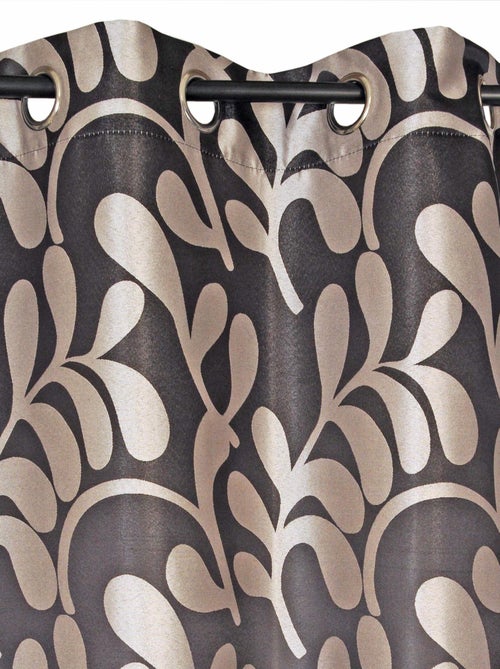 Rideau motif feuilles, à œillets, taupe. - Kiabi