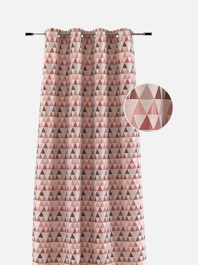 Rideau Motif Géométrique Vintage Rose - Kiabi