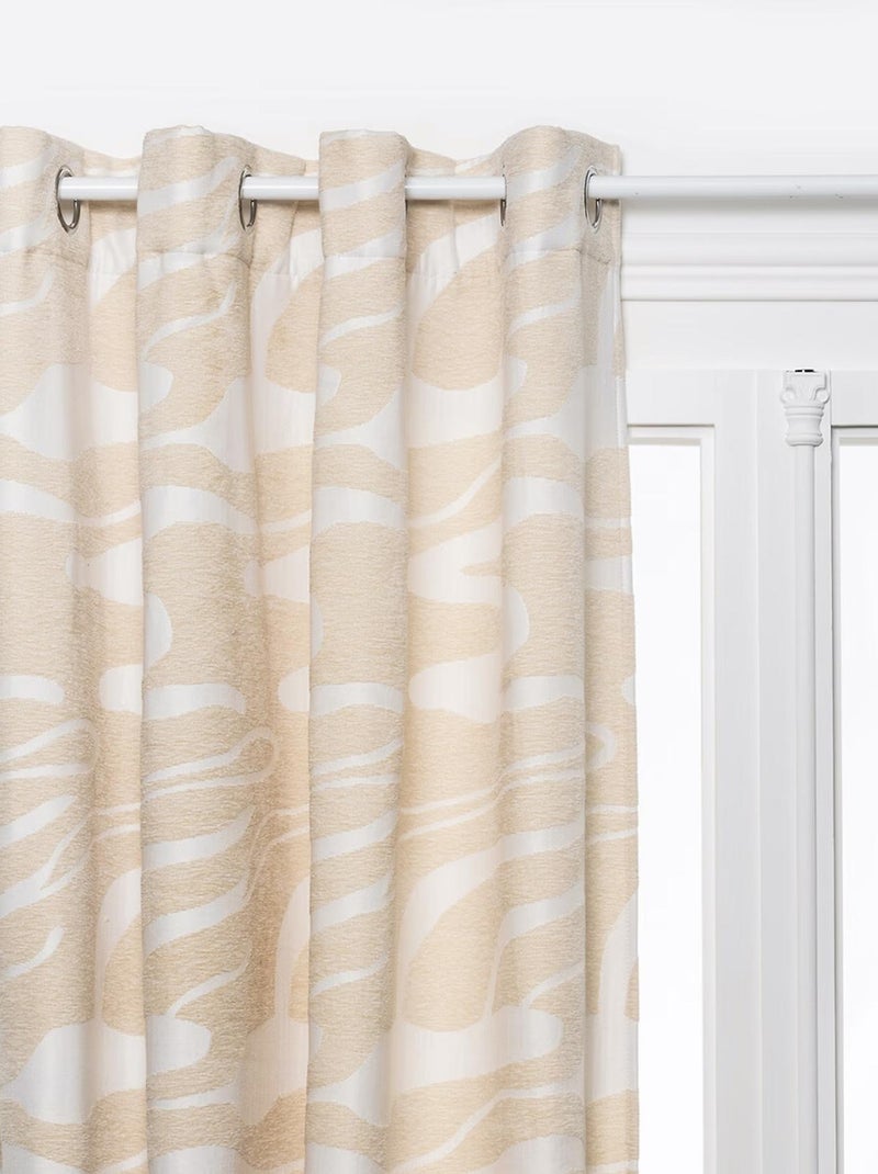 Rideau motif tigre tissage chenille Beige clair - Kiabi