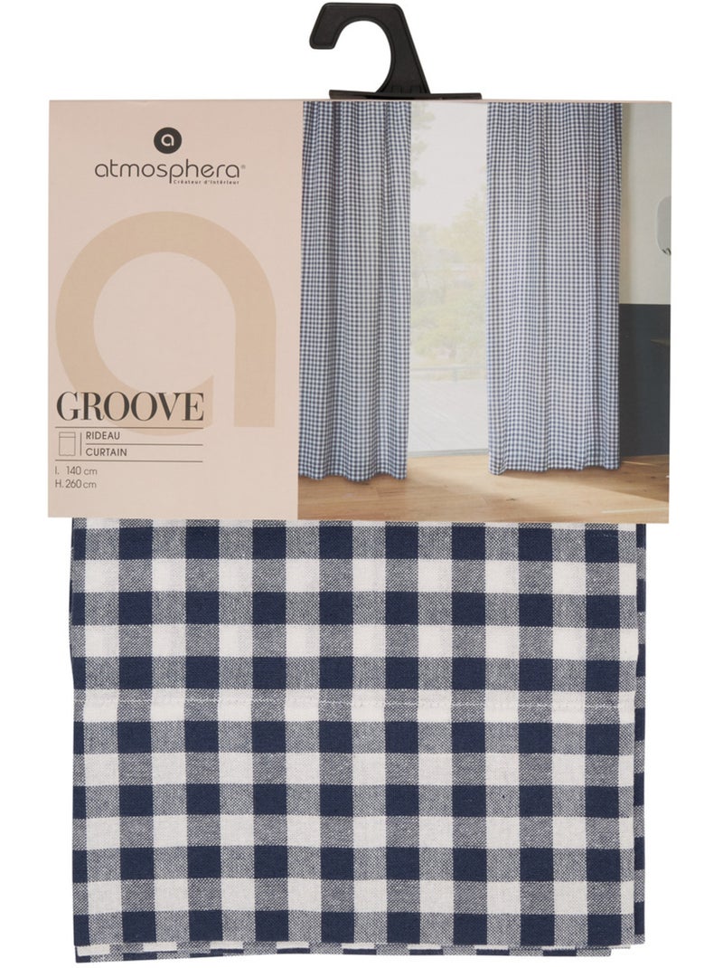 Rideau motif vichy en coton GROOVE Bleu marine - Kiabi
