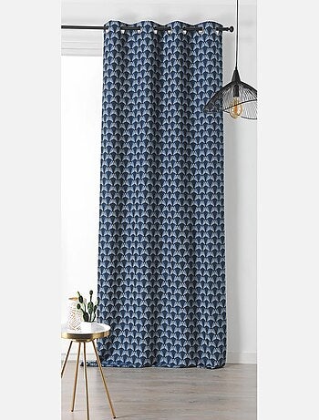 Rideau motif vintage bleu