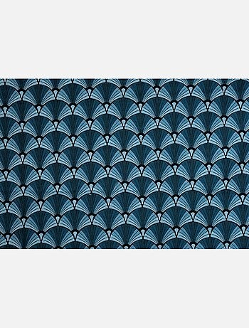 Rideau motif vintage bleu