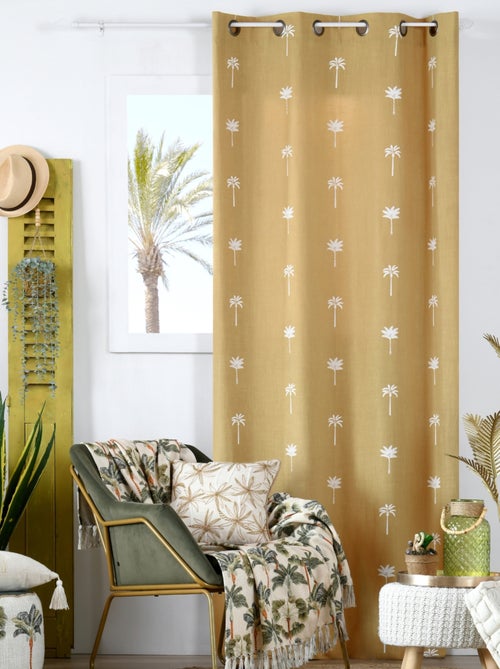 Rideau motifs palmier brodés - Kiabi