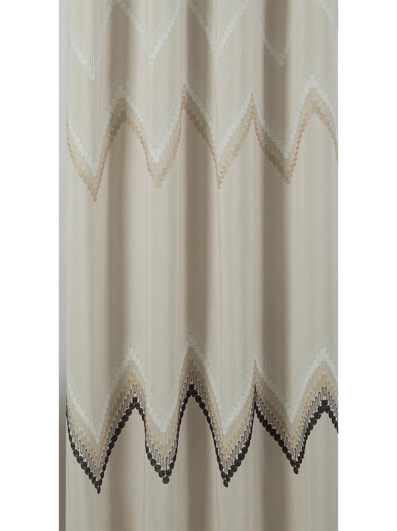 Rideau obscurcissant à chevrons galonnés Beige - Kiabi
