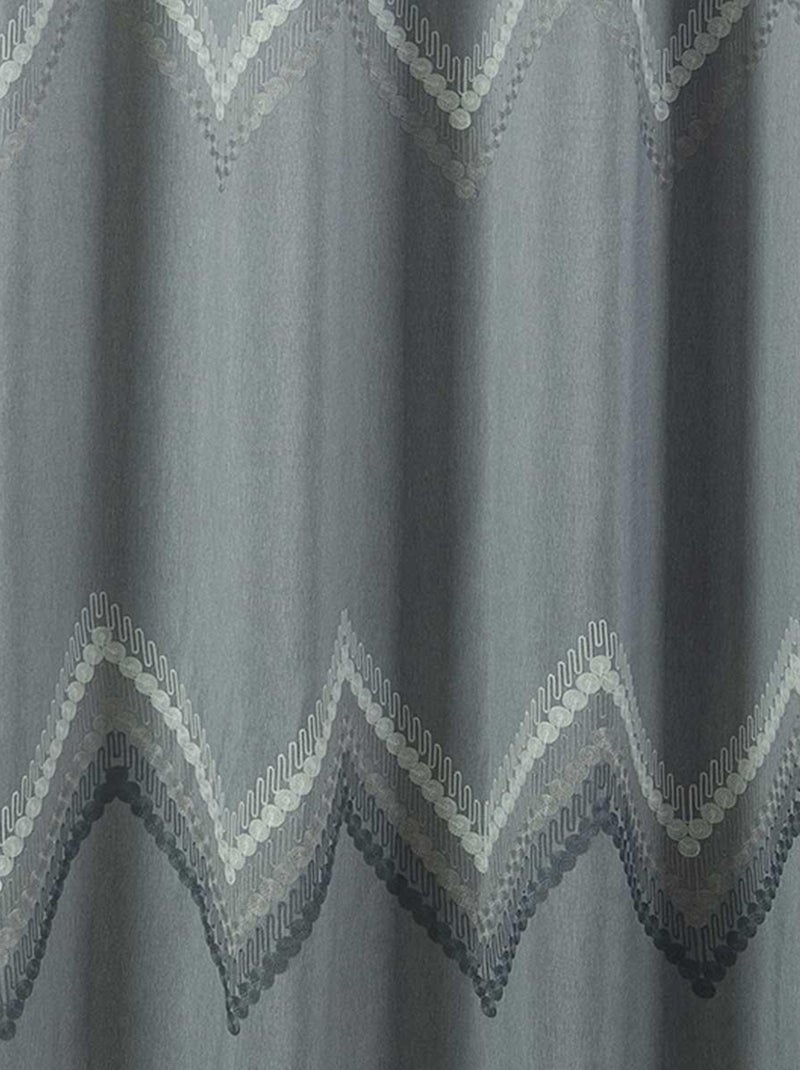 Rideau obscurcissant à chevrons galonnés Gris clair - Kiabi