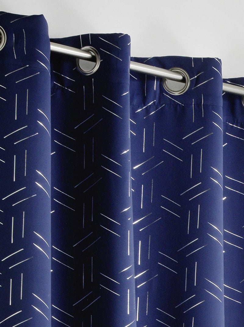 Rideau obscurcissant à motifs argentés Bleu - Kiabi