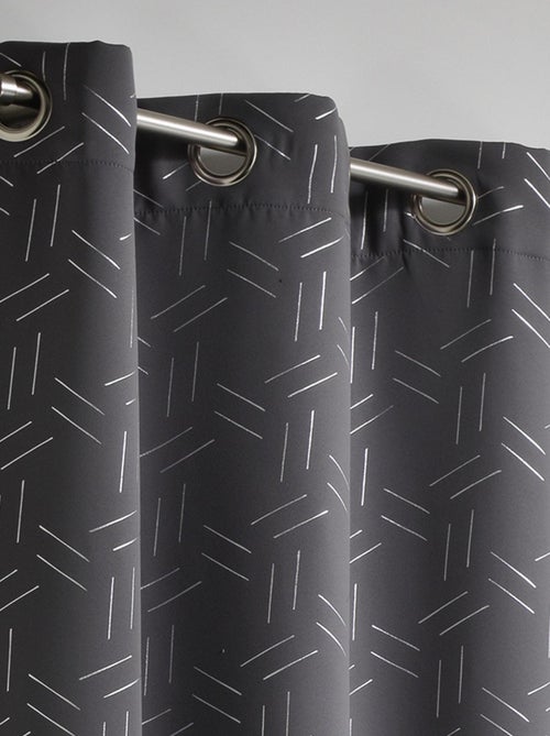 Rideau obscurcissant à motifs argentés - Kiabi