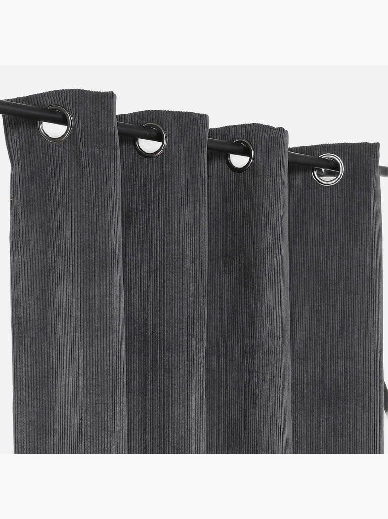 Rideau obscurcissant et isolant en velours côtelé gris anthracite - Kiabi