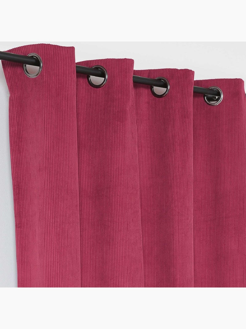 Rideau obscurcissant et isolant en velours côtelé Rose fushia - Kiabi
