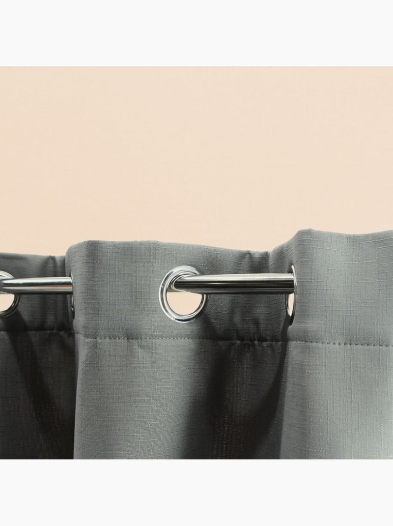 Rideau obscurcissant et thermique effet lin 140x240cm Gris - Kiabi