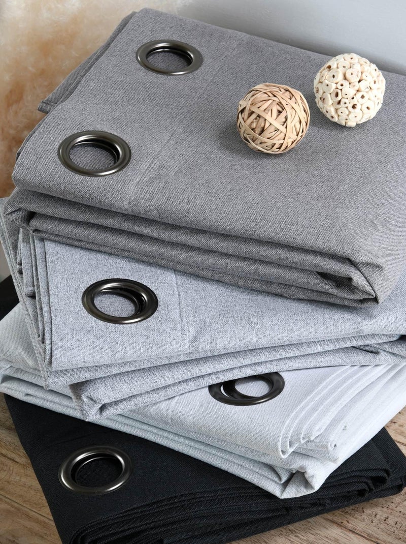 Rideau occultant  -  - Effet tweed Ecru - Kiabi