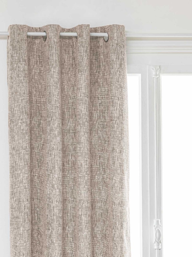 Rideau occultant  - Effet lin chiné Beige - Kiabi