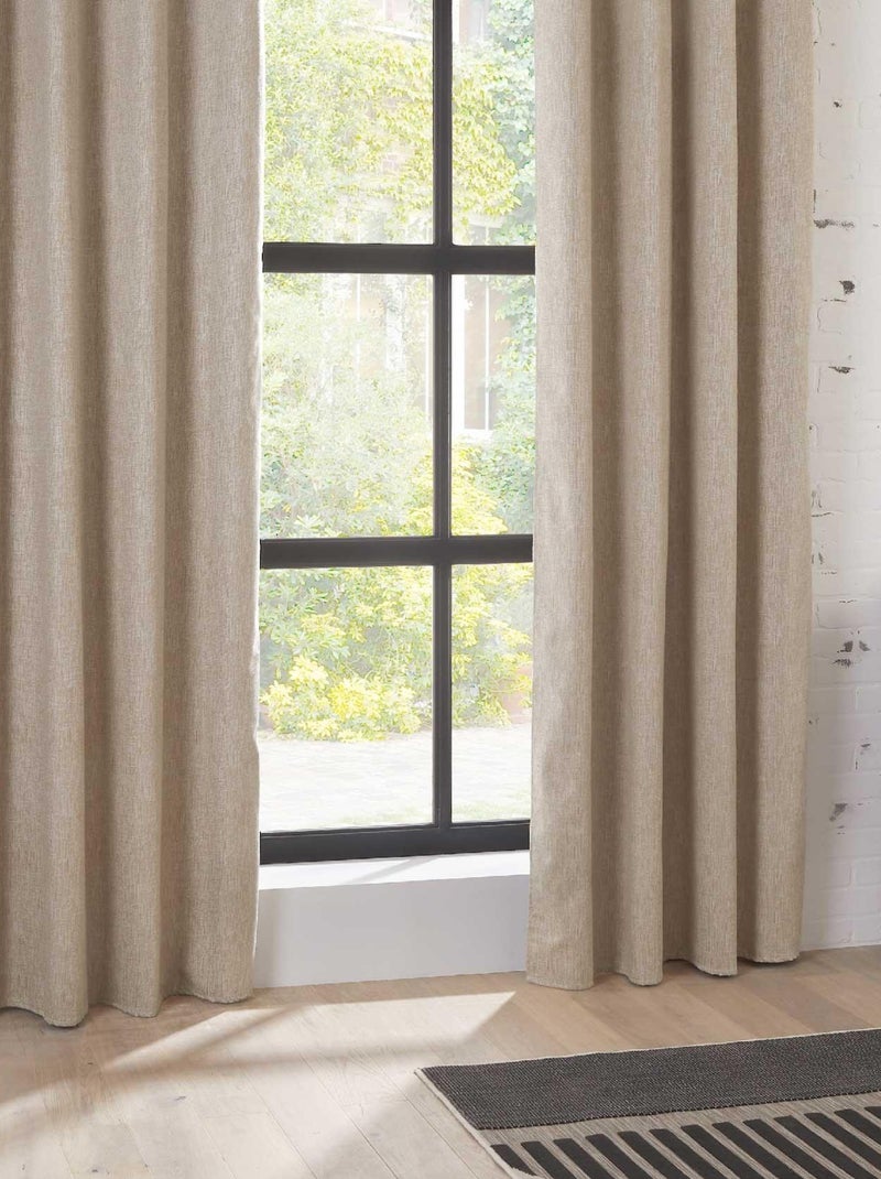 Rideau occultant  - Effet lin chiné Beige - Kiabi