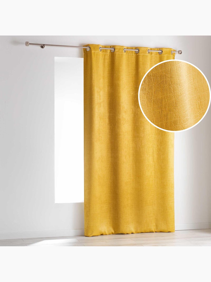 Rideau Occultant  - Effet Velours "Peau" Jaune - Kiabi