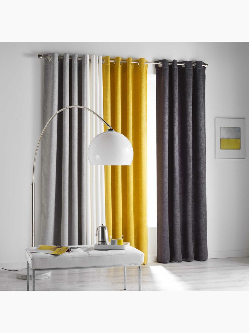 Rideau Occultant  - Effet Velours "Peau" Jaune - Kiabi