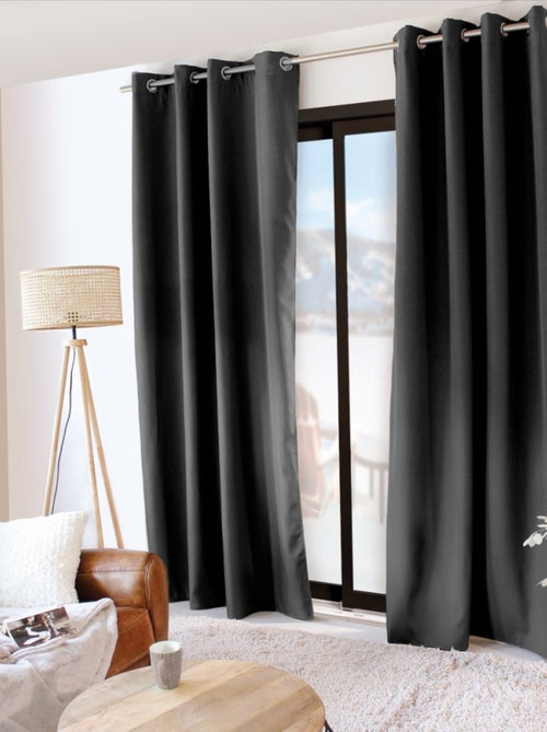 Rideau occultant 135x240 Thermique verso polaire gris foncé - Kiabi