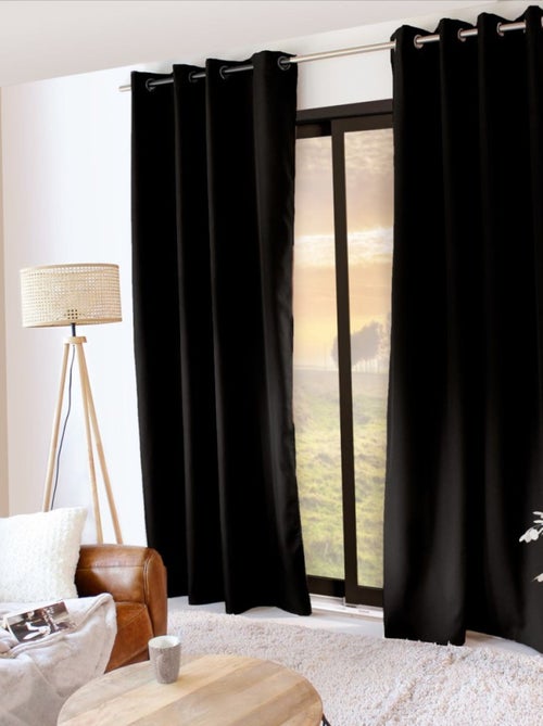 Rideau occultant 135x240 Thermique verso polaire noir - Kiabi