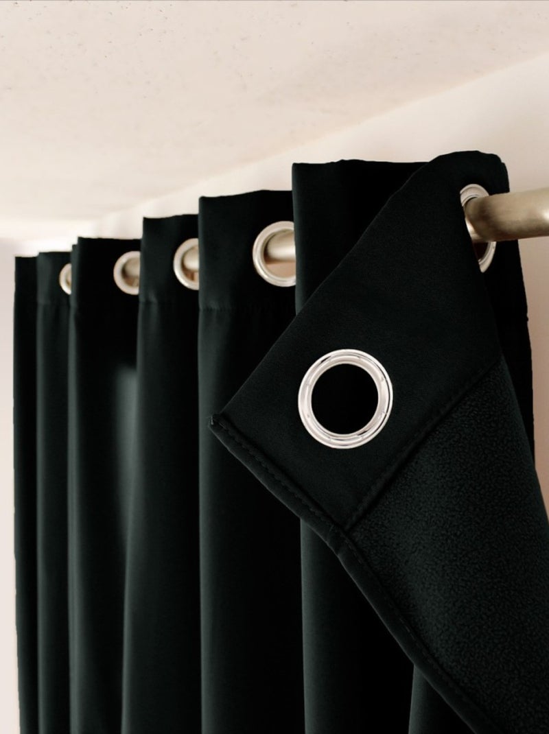 Rideau occultant 135x240 Thermique verso polaire noir Noir - Kiabi