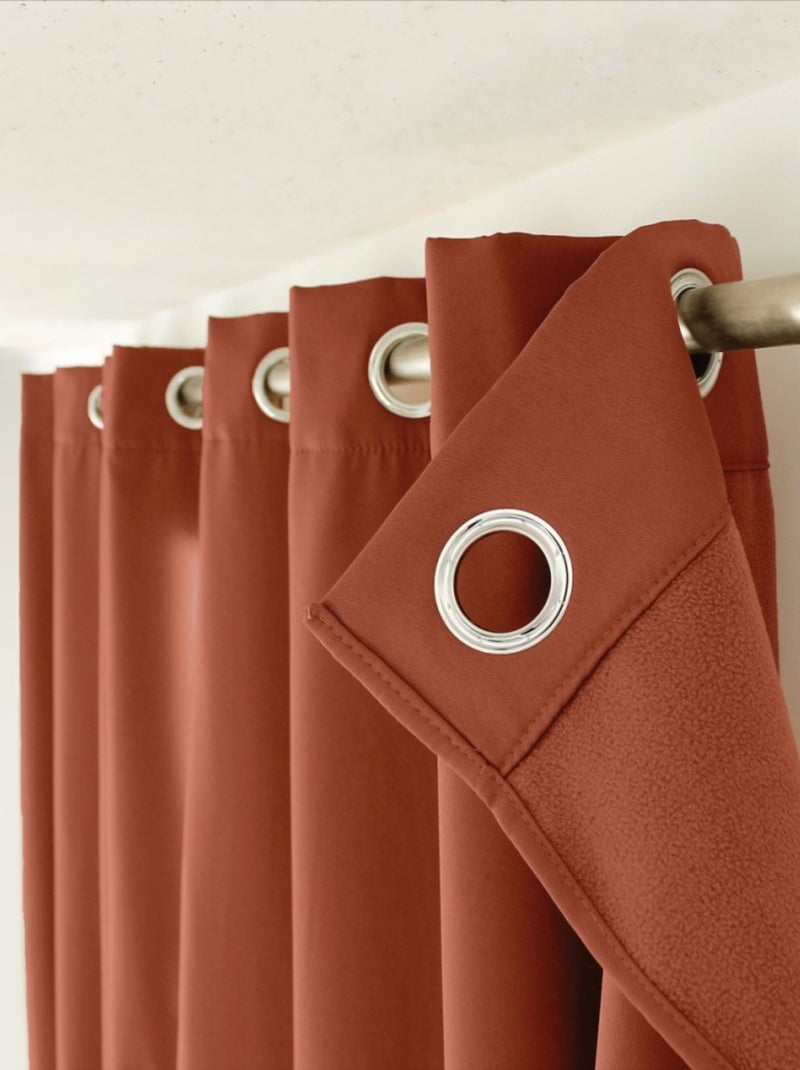 Rideau occultant 135x240 Thermique verso polaire terre cuite Orange - Kiabi