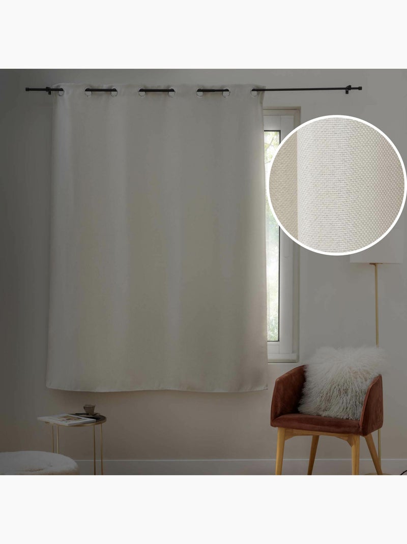 Rideau occultant à œillets - Spécial Petite hauteur - Tramina Beige naturel - Kiabi