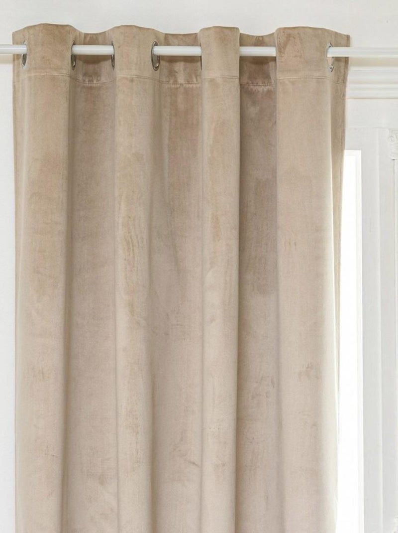 Rideau occultant à œillets 140x260 velours Théa beige Beige - Kiabi