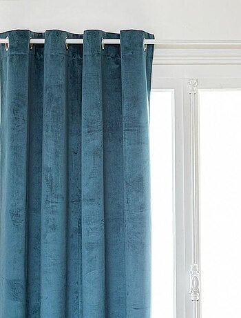 Rideau occultant à œillets 140x260 velours Théa bleu égéen