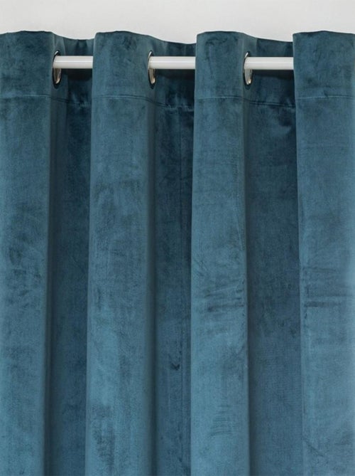 Rideau occultant à œillets 140x260 velours Théa bleu égéen - Kiabi Rideau occultant à œillets 140x260 velours Théa bleu égéen - Kiabi