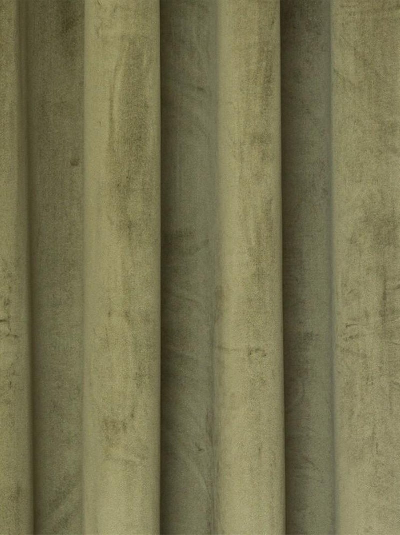 Rideau occultant à œillets 140x260 velours Théa kaki Kaki - Kiabi