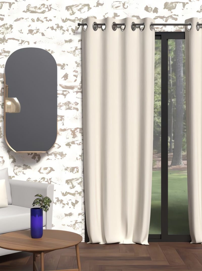 Rideau occultant à oeillets BOHEME, par Soleil d'Ocre Beige - Kiabi