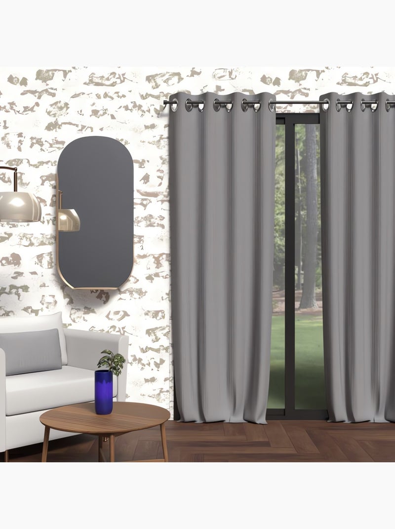 Rideau occultant à oeillets BOHEME, par Soleil d'Ocre Gris - Kiabi