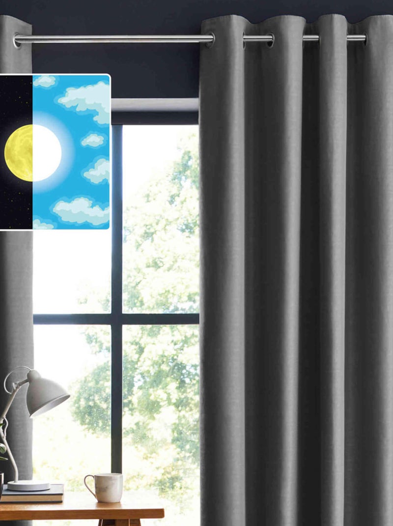 Rideau occultant à œillets gris anthracite - Kiabi