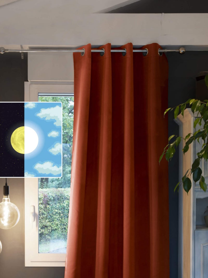 Rideau occultant à œillets Orange - Kiabi