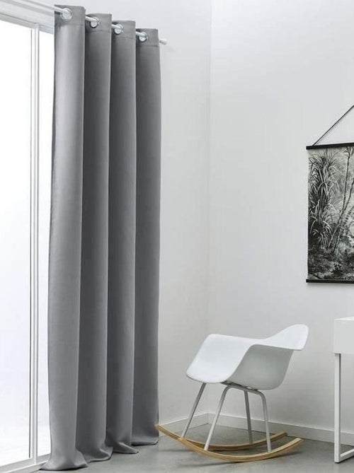 Rideau occultant à oeillets uni Gris 140 x 240 cm - TODAY - Kiabi