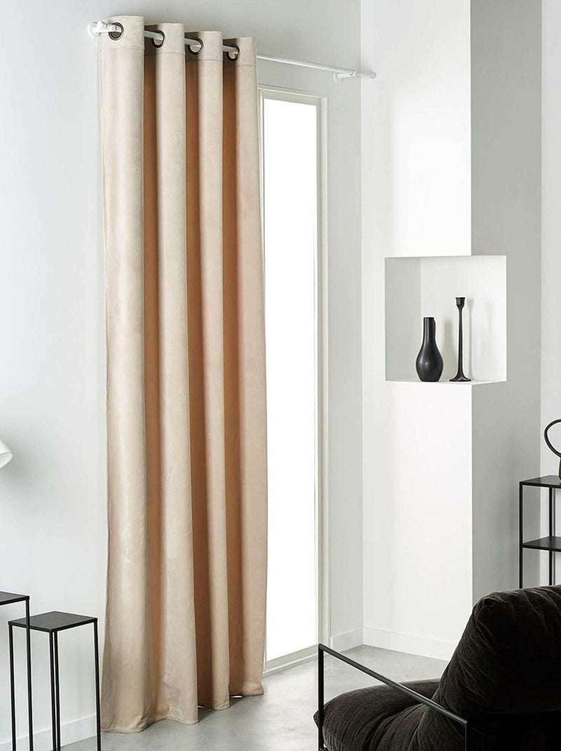 Rideau occultant à oeillets uni 'PRESTIGE EFFET VELOURS' 'TODAY' Beige - Kiabi