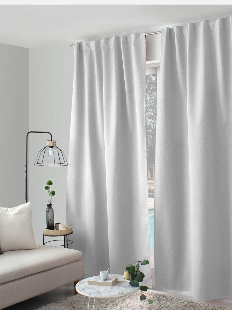 Rideau occultant aspect chambray Blanc - Kiabi