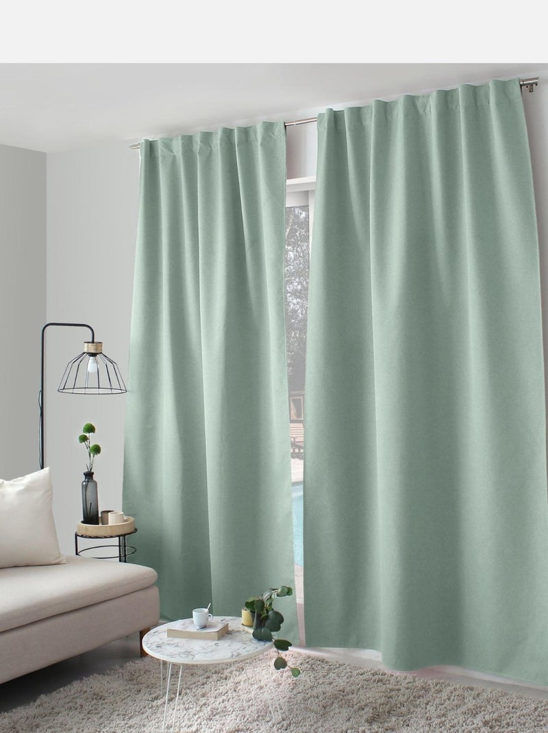 Rideau occultant aspect chambray Bleu céladon - Kiabi