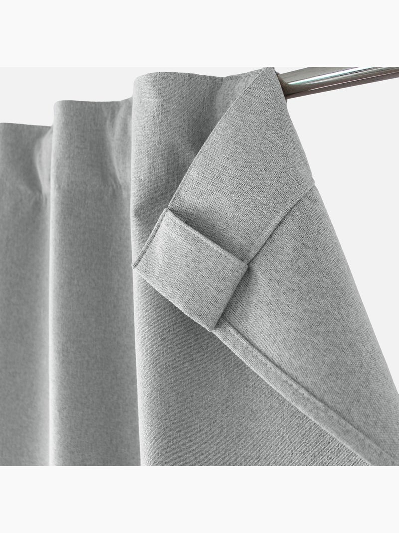 Rideau occultant aspect chambray Gris - Kiabi
