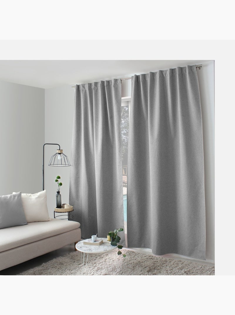 Rideau occultant aspect chambray Gris - Kiabi