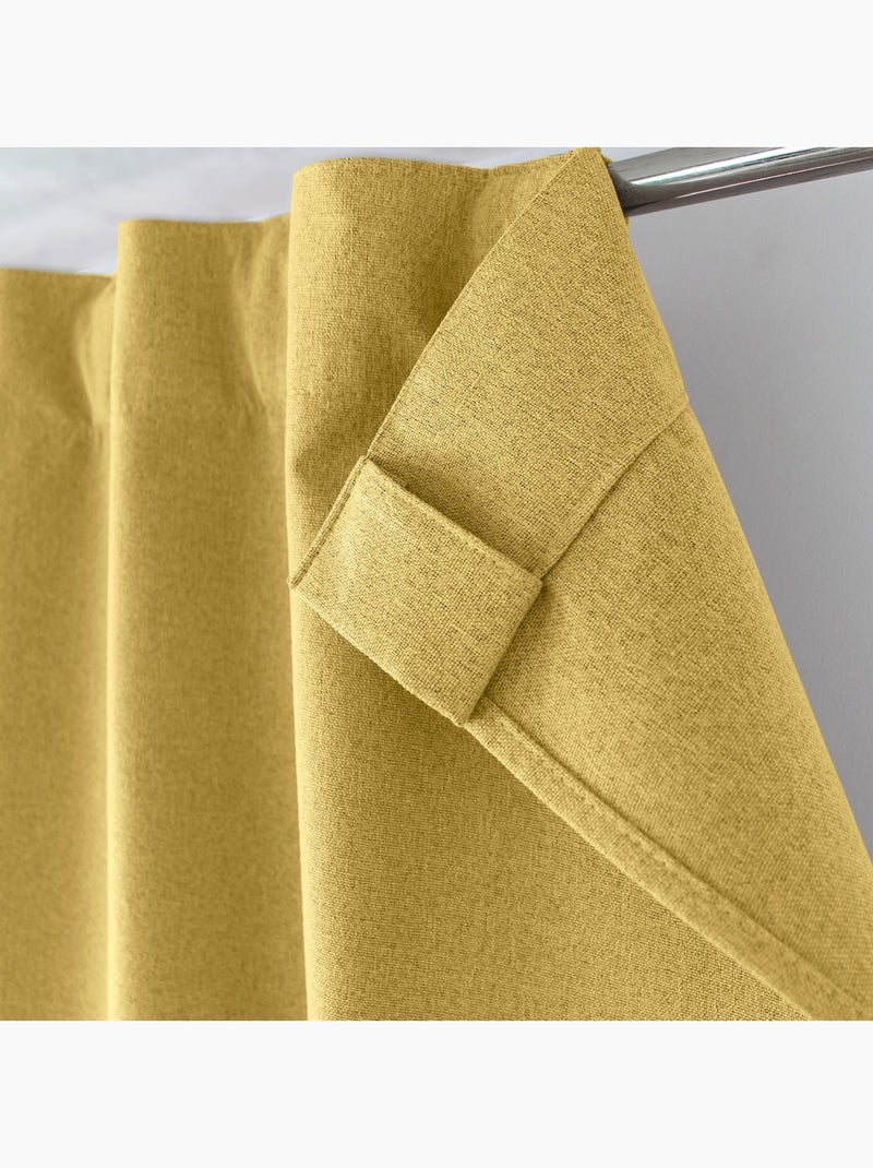 Rideau occultant aspect chambray Moutarde - Kiabi