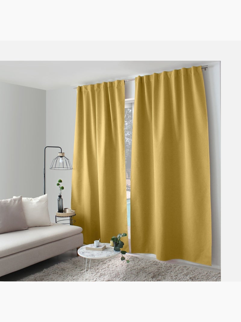 Rideau occultant aspect chambray Moutarde - Kiabi