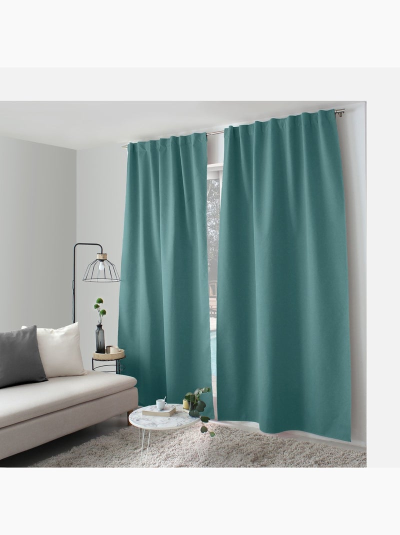 Rideau occultant aspect chambray Vert émeraude - Kiabi